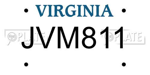 JVM811 Virginia License Plate