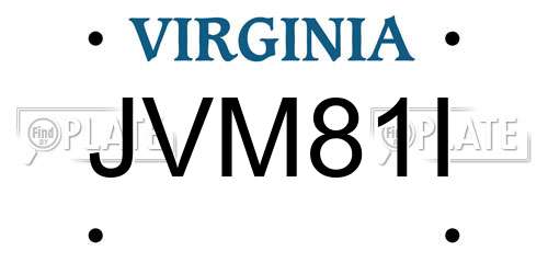 JVM81I Virginia License Plate