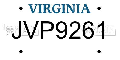 JVP9261 Virginia License Plate