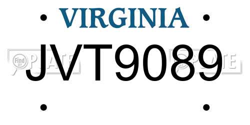 JVT9089 Virginia License Plate