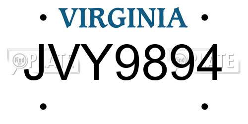 JVY9894 Virginia License Plate