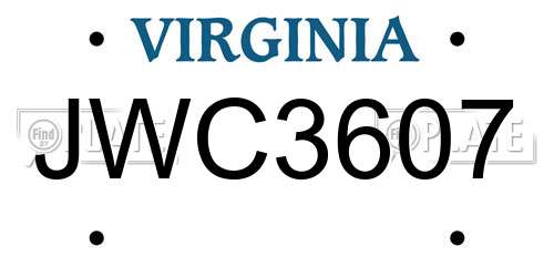JWC3607 Virginia License Plate