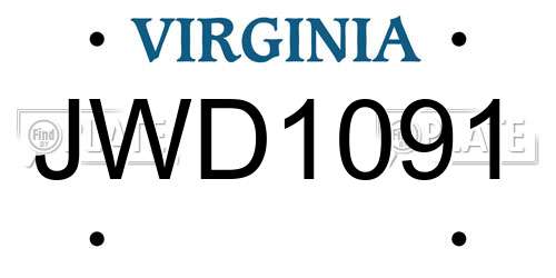 JWD1091 Virginia License Plate
