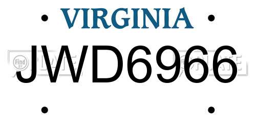 JWD6966 Virginia License Plate