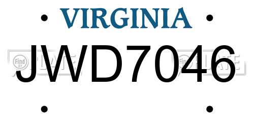 JWD7046 Virginia License Plate