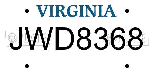 JWD8368 Virginia License Plate