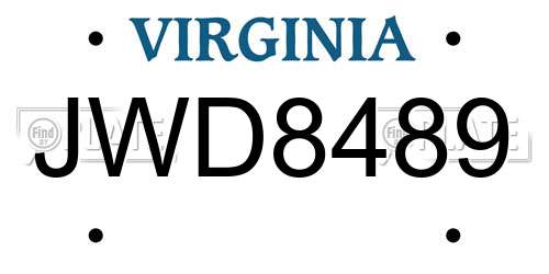 JWD8489 Virginia License Plate