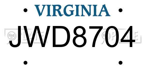 JWD8704 Virginia License Plate