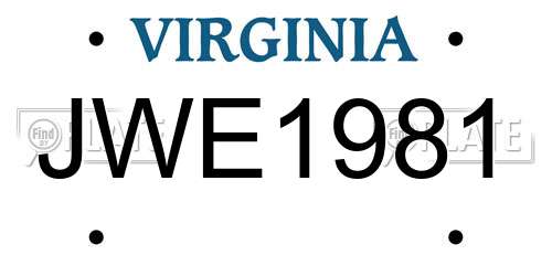 JWE1981 Virginia License Plate