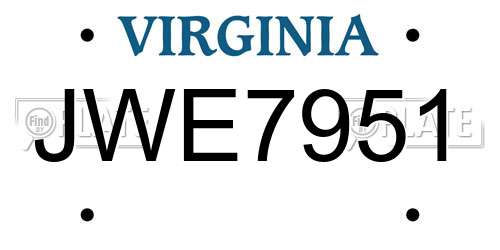 JWE7951 Virginia License Plate