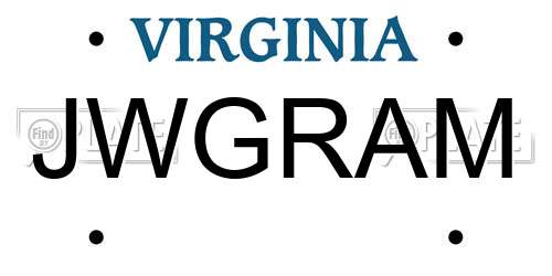 JWGRAM Virginia License Plate