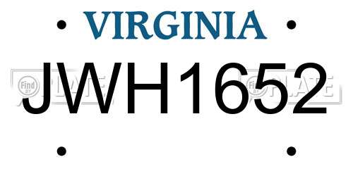 JWH1652 Virginia License Plate