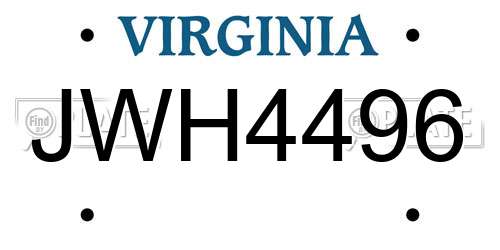JWH4496 Virginia License Plate
