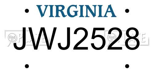 JWJ2528 Virginia License Plate
