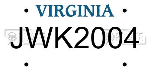 JWK2004 Virginia License Plate