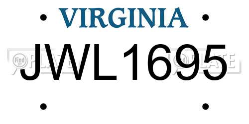JWL1695 Virginia License Plate