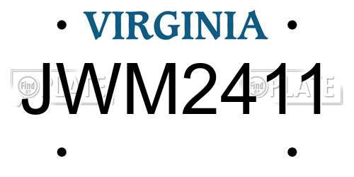JWM2411 Virginia License Plate