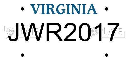JWR2017 Virginia License Plate