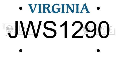 JWS1290 Virginia License Plate