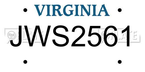 JWS2561 Virginia License Plate