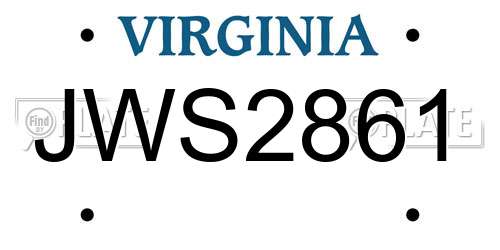 JWS2861 Virginia License Plate