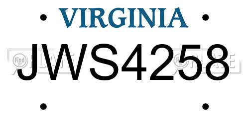 JWS4258 Virginia License Plate