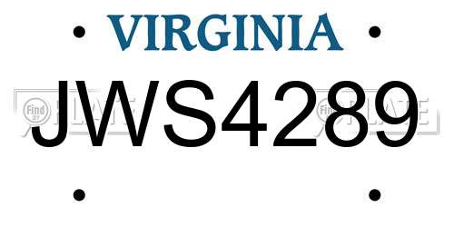 JWS4289 Virginia License Plate