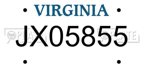 JX05855 Virginia License Plate