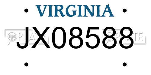 JX08588 Virginia License Plate