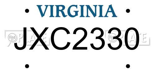 JXC2330 Virginia License Plate