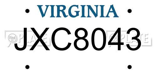 JXC8043 Virginia License Plate