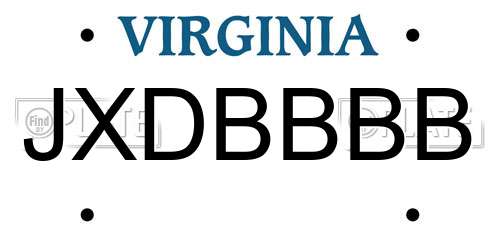 JXDBBBB Virginia License Plate