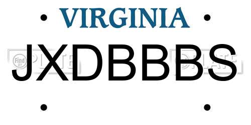 JXDBBBS Virginia License Plate