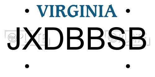 JXDBBSB Virginia License Plate