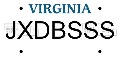 JXDBSSS Virginia License Plate