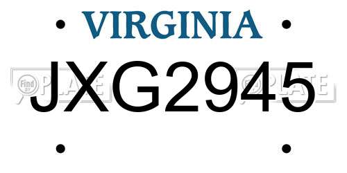 JXG2945 Virginia License Plate