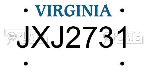JXJ2731 Virginia License Plate