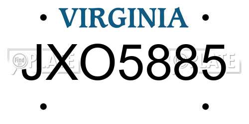 JXO5885 Virginia License Plate