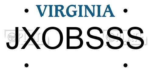 JXOBSSS Virginia License Plate