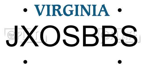 JXOSBBS Virginia License Plate