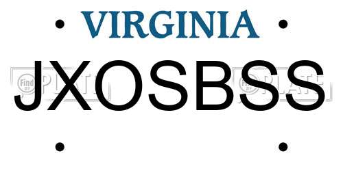 JXOSBSS Virginia License Plate