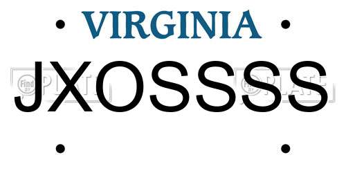 JXOSSSS Virginia License Plate