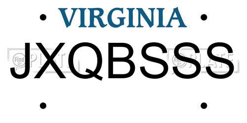 JXQBSSS Virginia License Plate