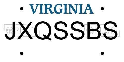 JXQSSBS Virginia License Plate