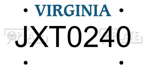 JXT0240 Virginia License Plate