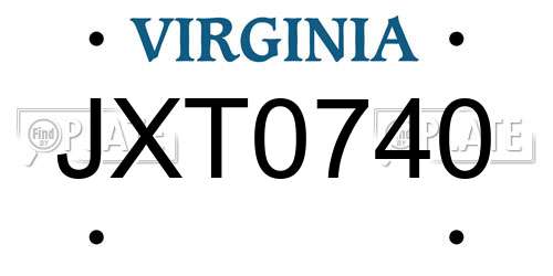 JXT0740 Virginia License Plate
