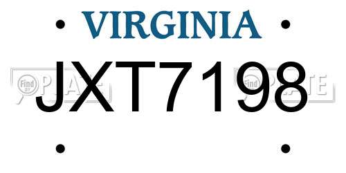 JXT7198 Virginia License Plate