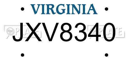 JXV8340 Virginia License Plate