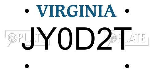 JY0D2T Virginia License Plate