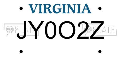 JY0O2Z Virginia License Plate